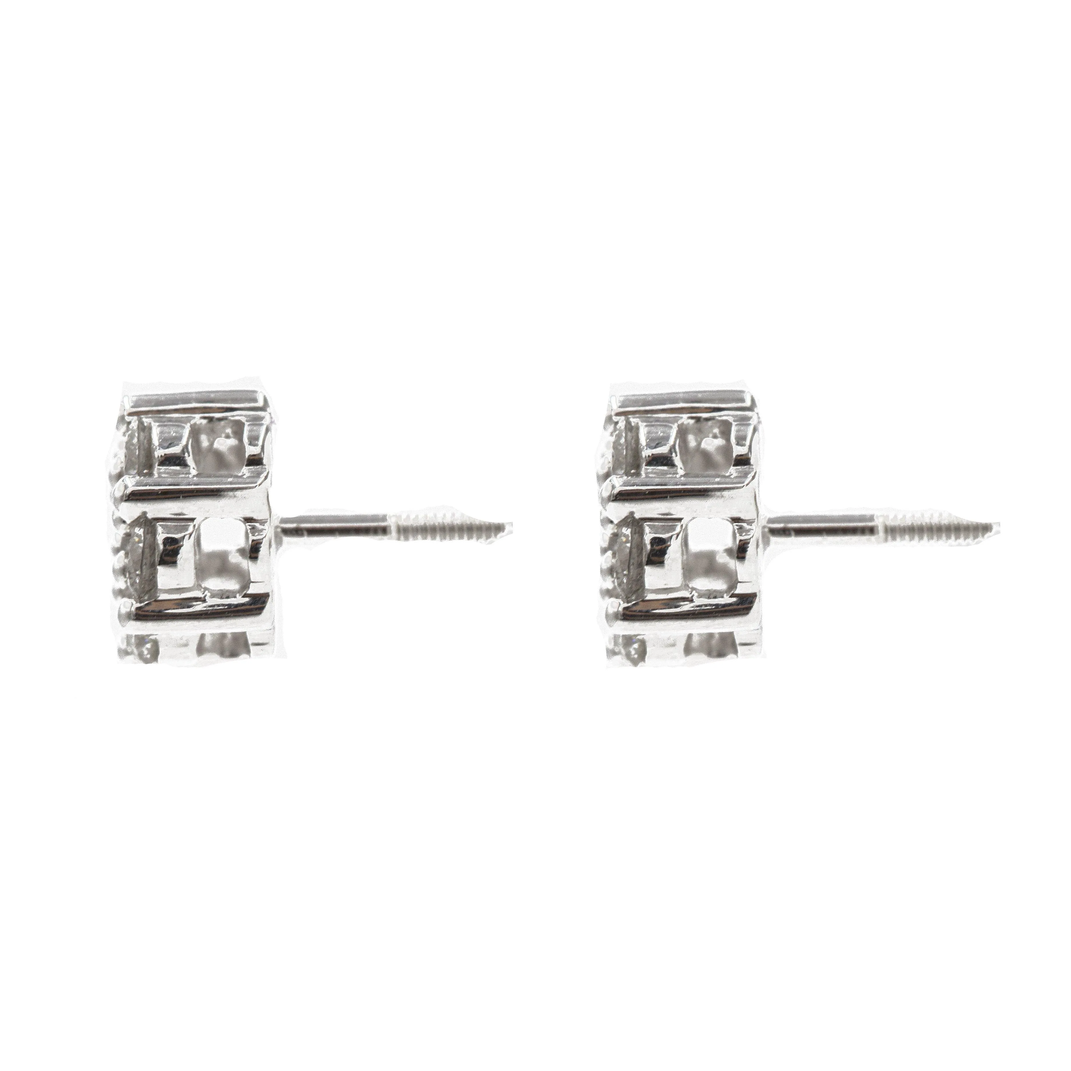 0.75 ct Diamond Cluster Earrings in 14k White Gold