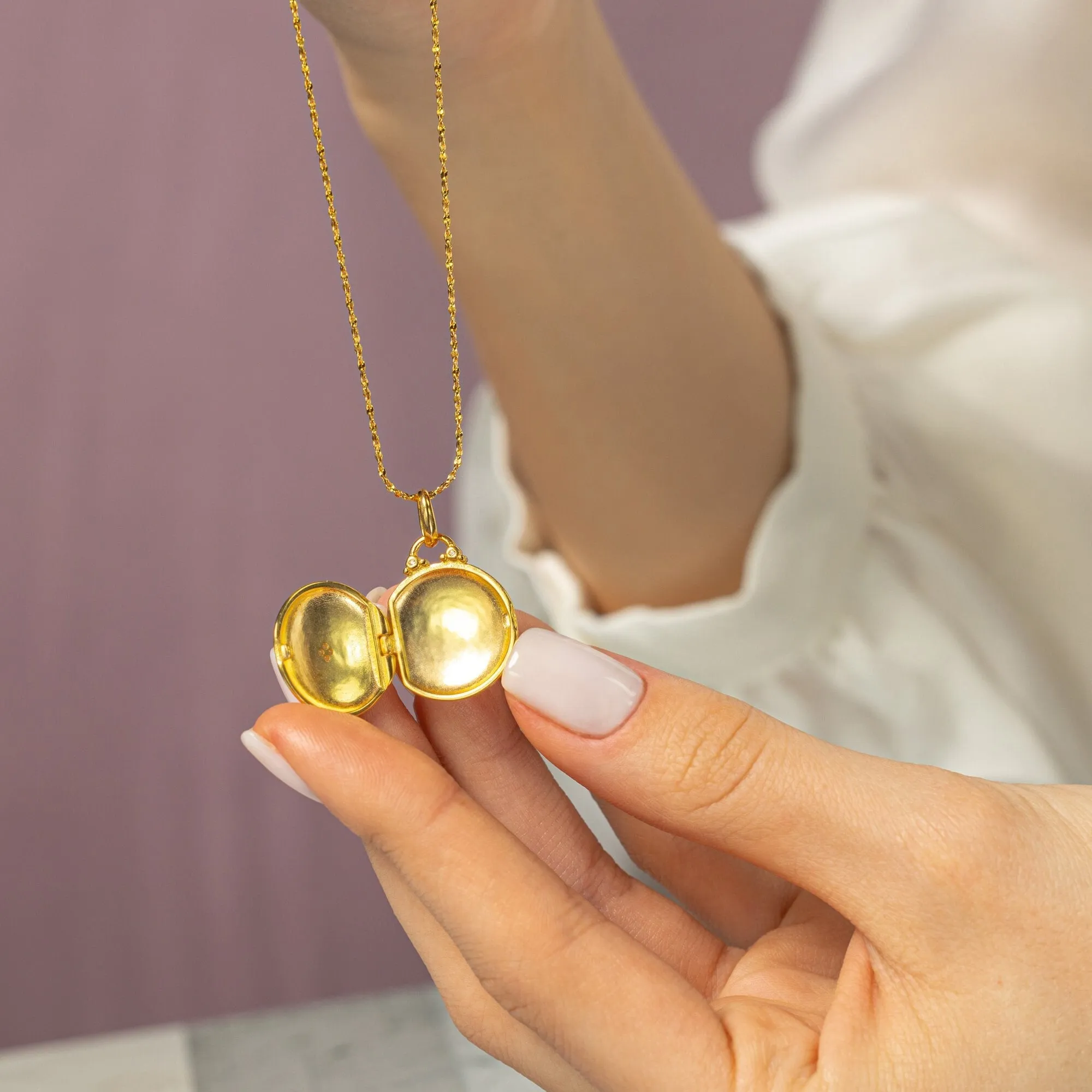 18k Gold Vermeil Locket Necklace