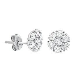 18K White Gold Cluster 1.60cts Diamond Stud Earrings