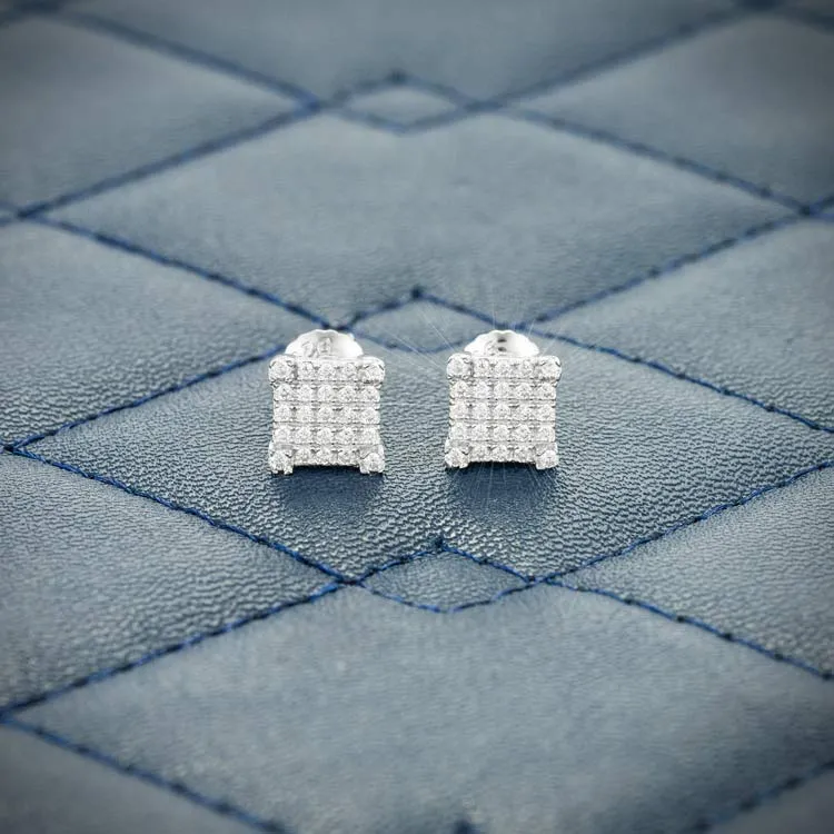 6MM Moissanite Square Cluster Earrings 14K Gold