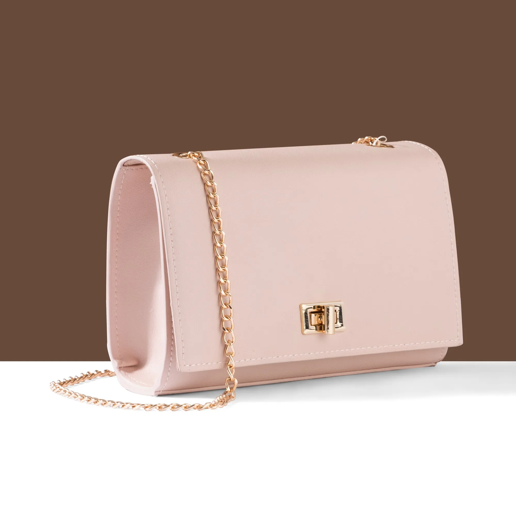 Accessorize London Women's Pink Chain Twist-Lock Shoulder Bag