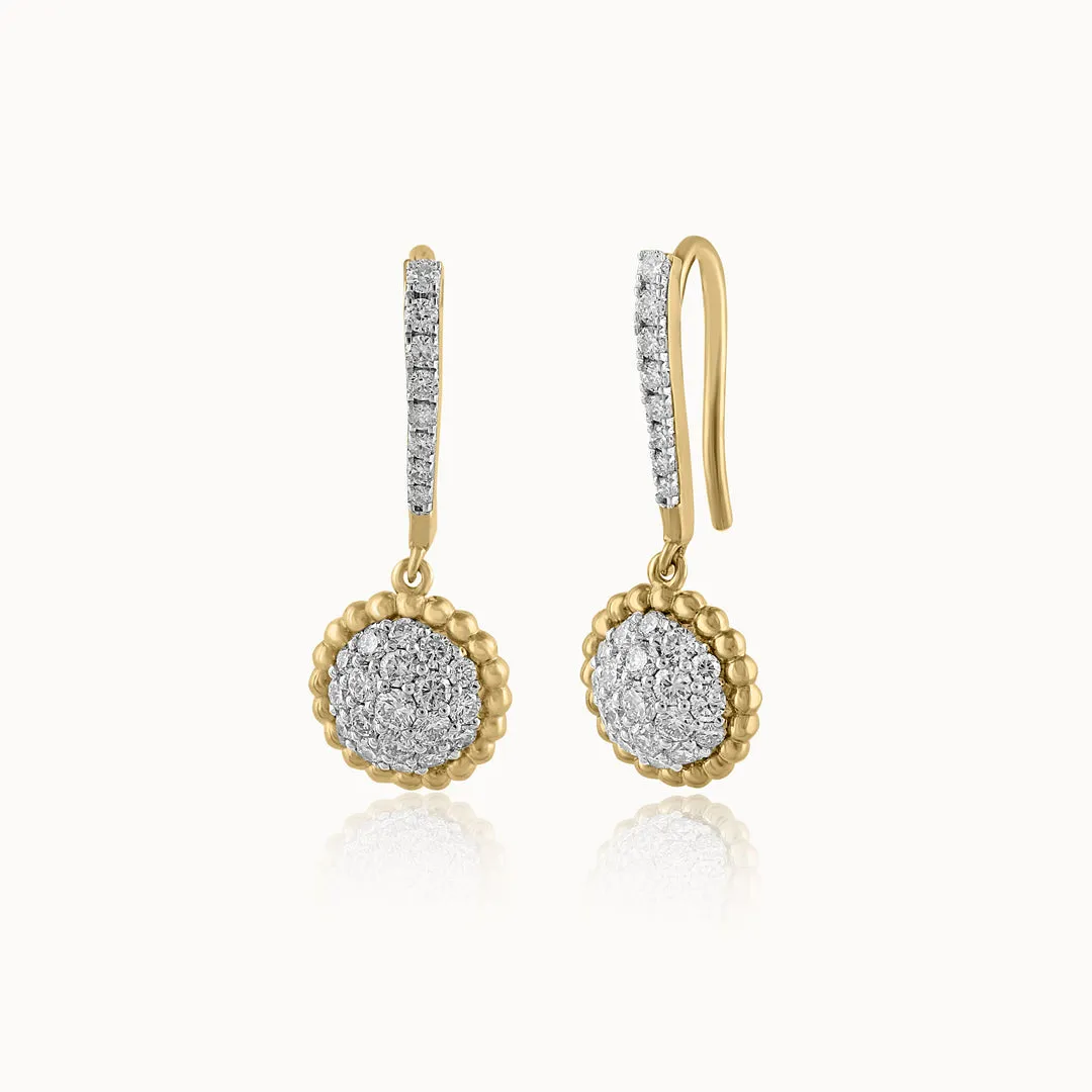 Beaded Diamond Drop Earrings