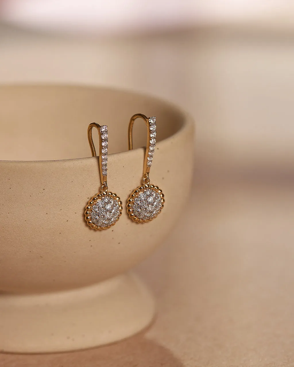 Beaded Diamond Drop Earrings