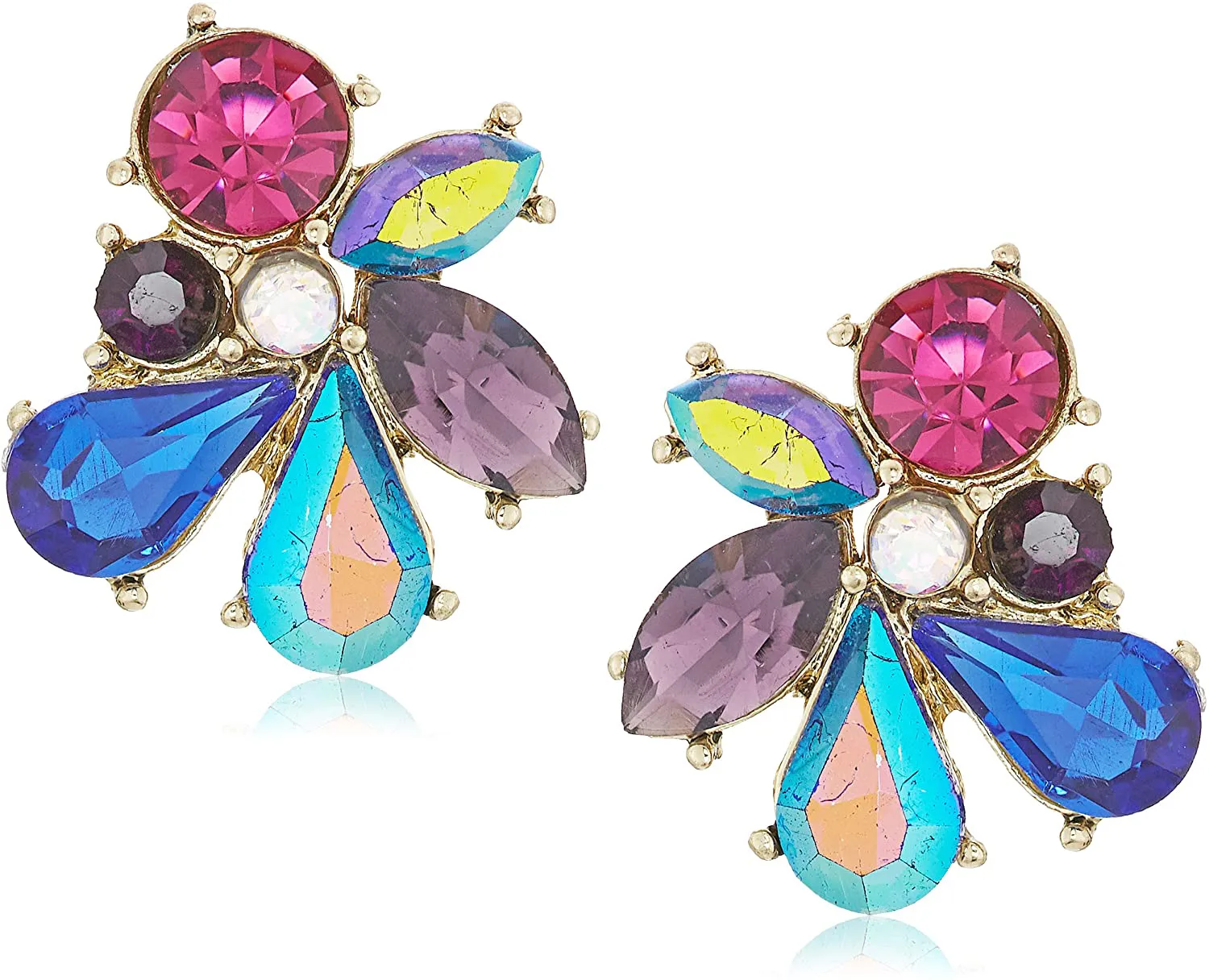 Betsey Johnson Stone Cluster Button Earrings