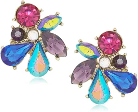 Betsey Johnson Stone Cluster Button Earrings