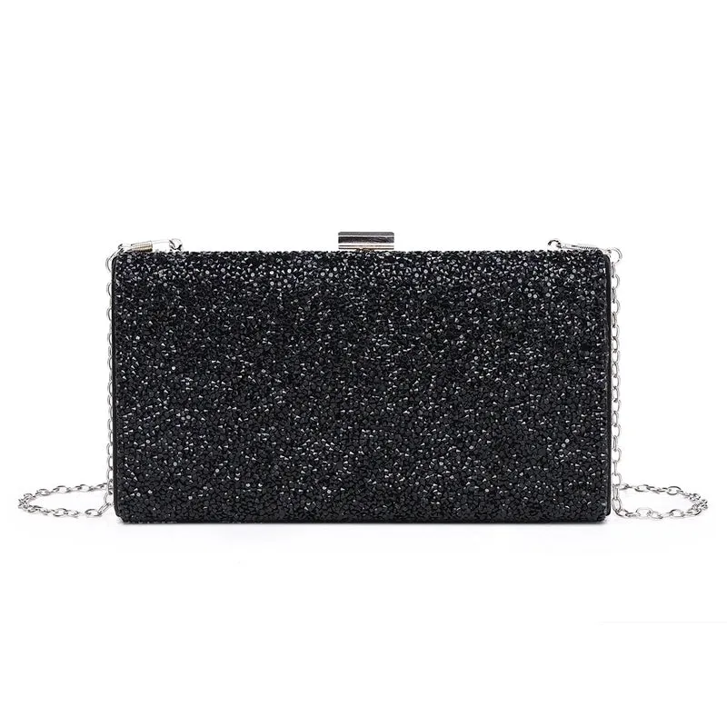 Black Gold Silver Pvc Polyester Solid Color Square Evening Bags