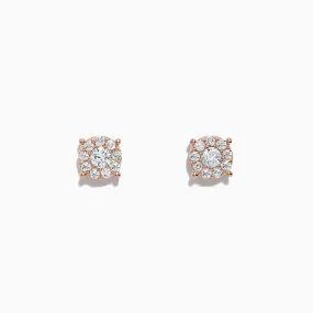 Bouquet 14K Rose Gold Diamond Cluster Stud Earrings, 0.50 TCW