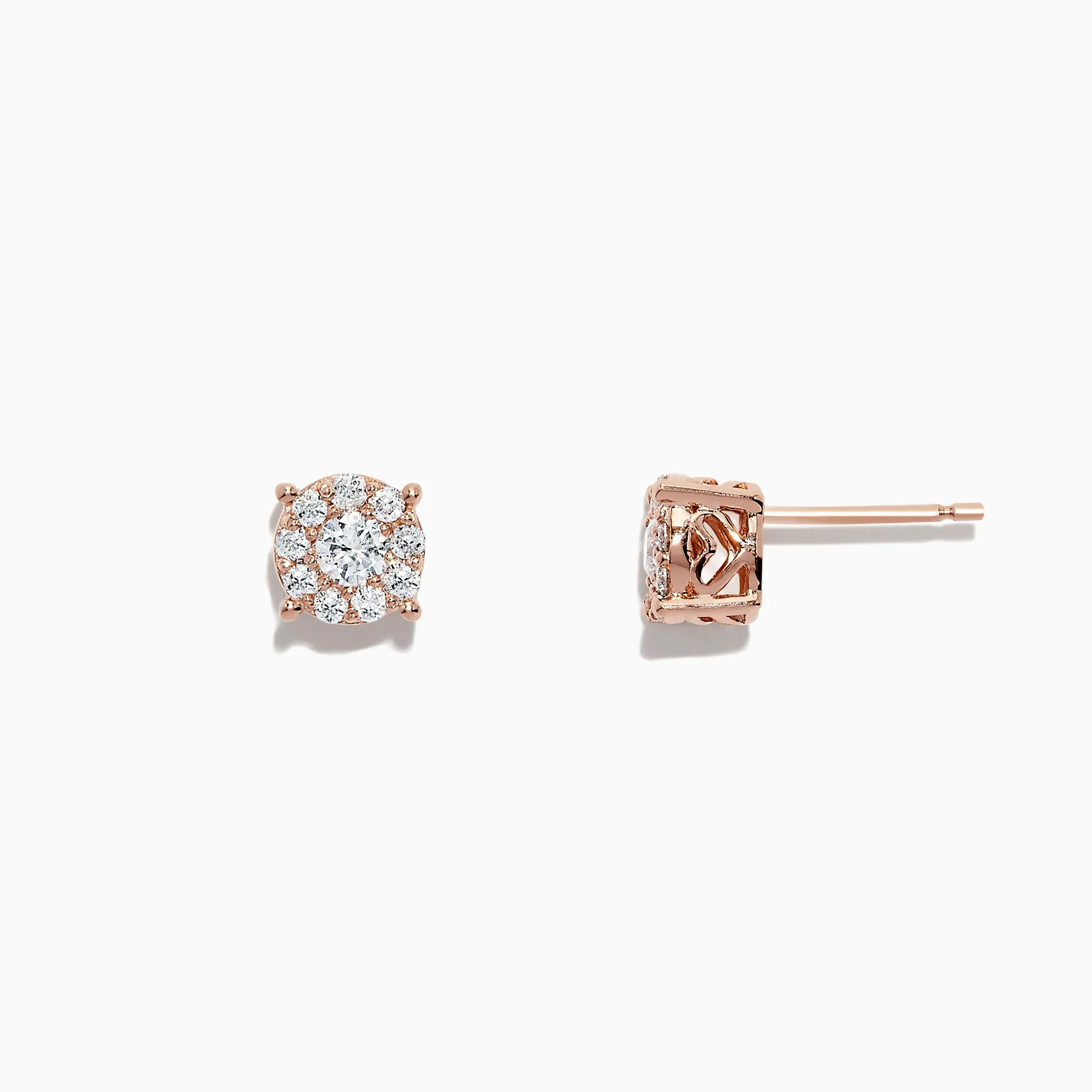 Bouquet 14K Rose Gold Diamond Cluster Stud Earrings, 0.50 TCW