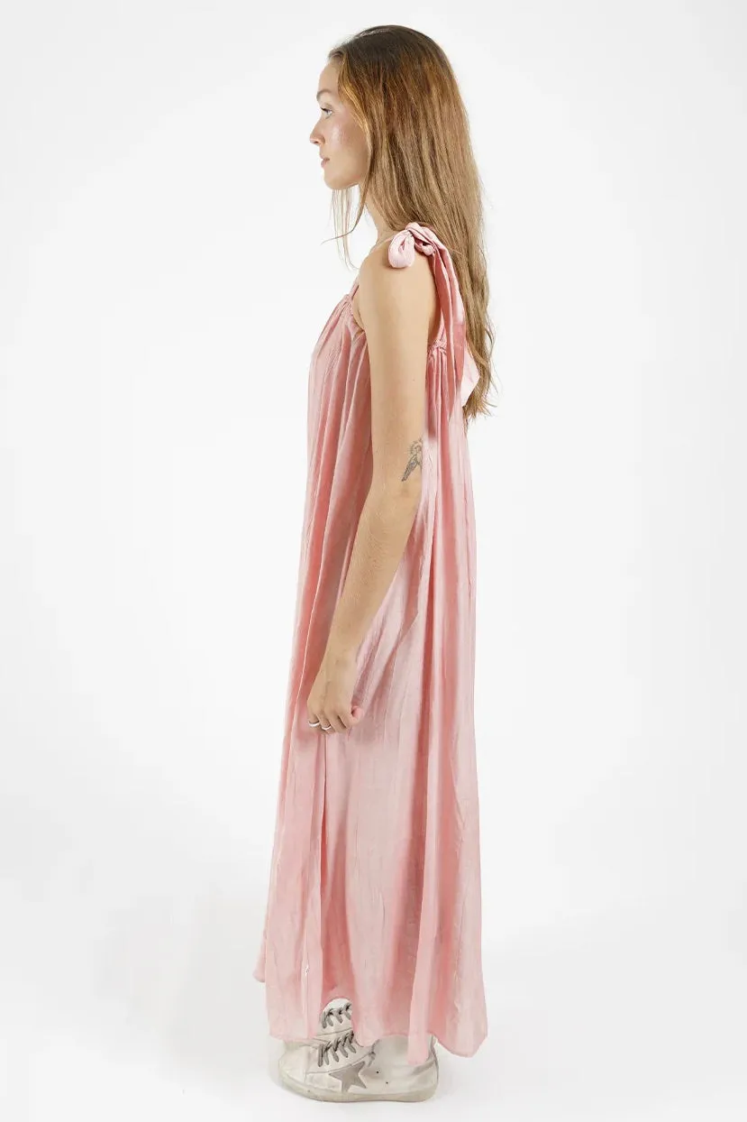 Bowie Pink Tie Shoulder Maxi Dress