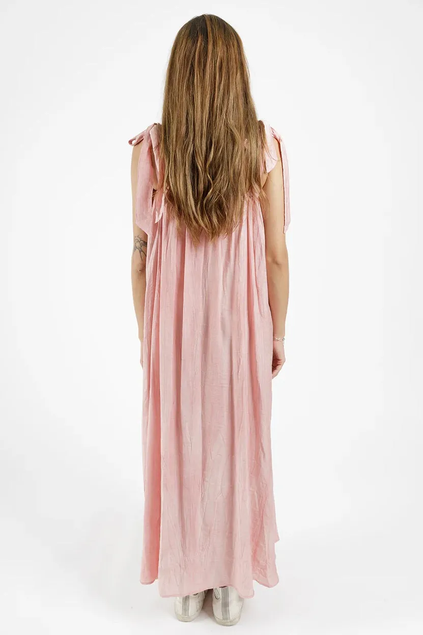 Bowie Pink Tie Shoulder Maxi Dress