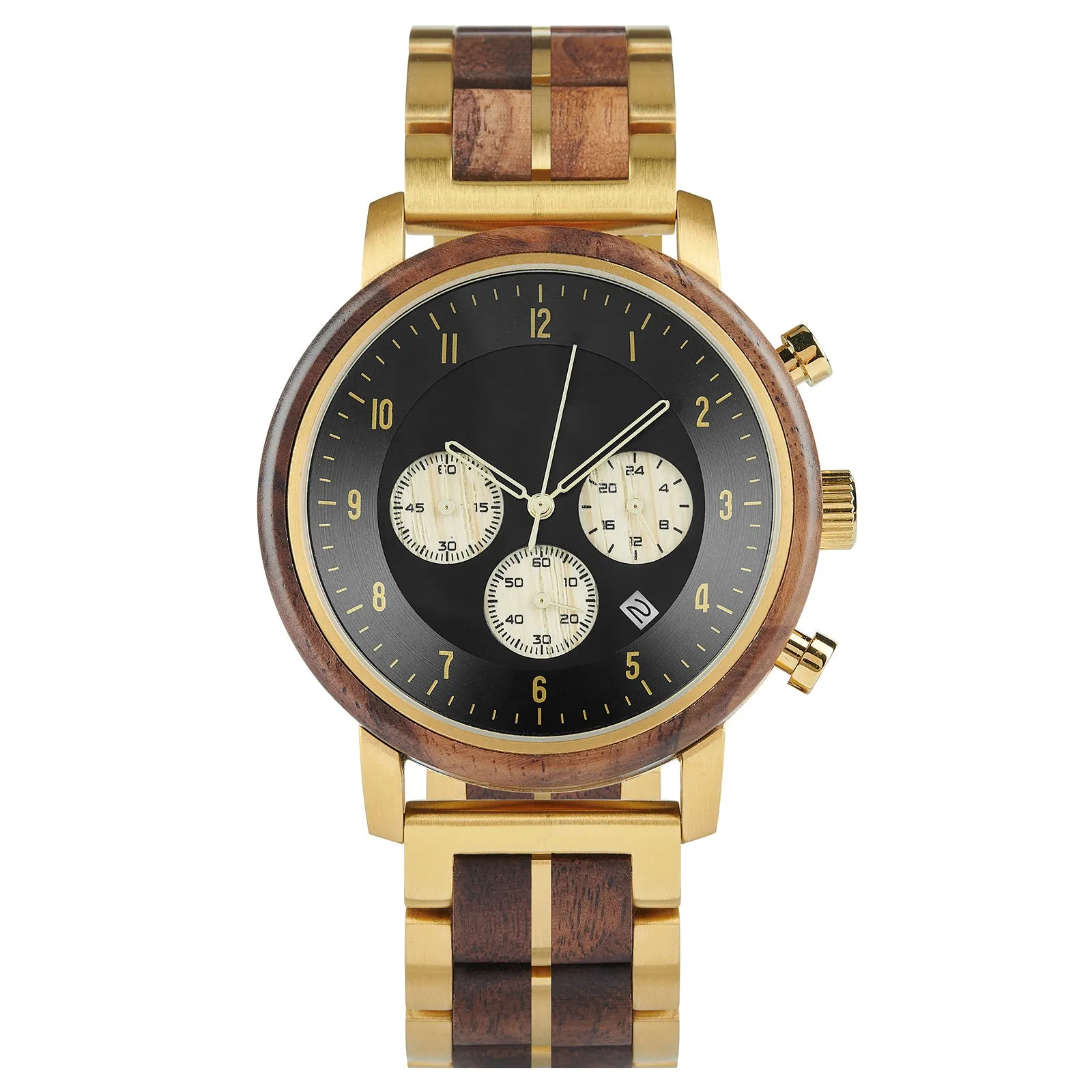 Bursa - Gold Steel & Walnut Chronograph