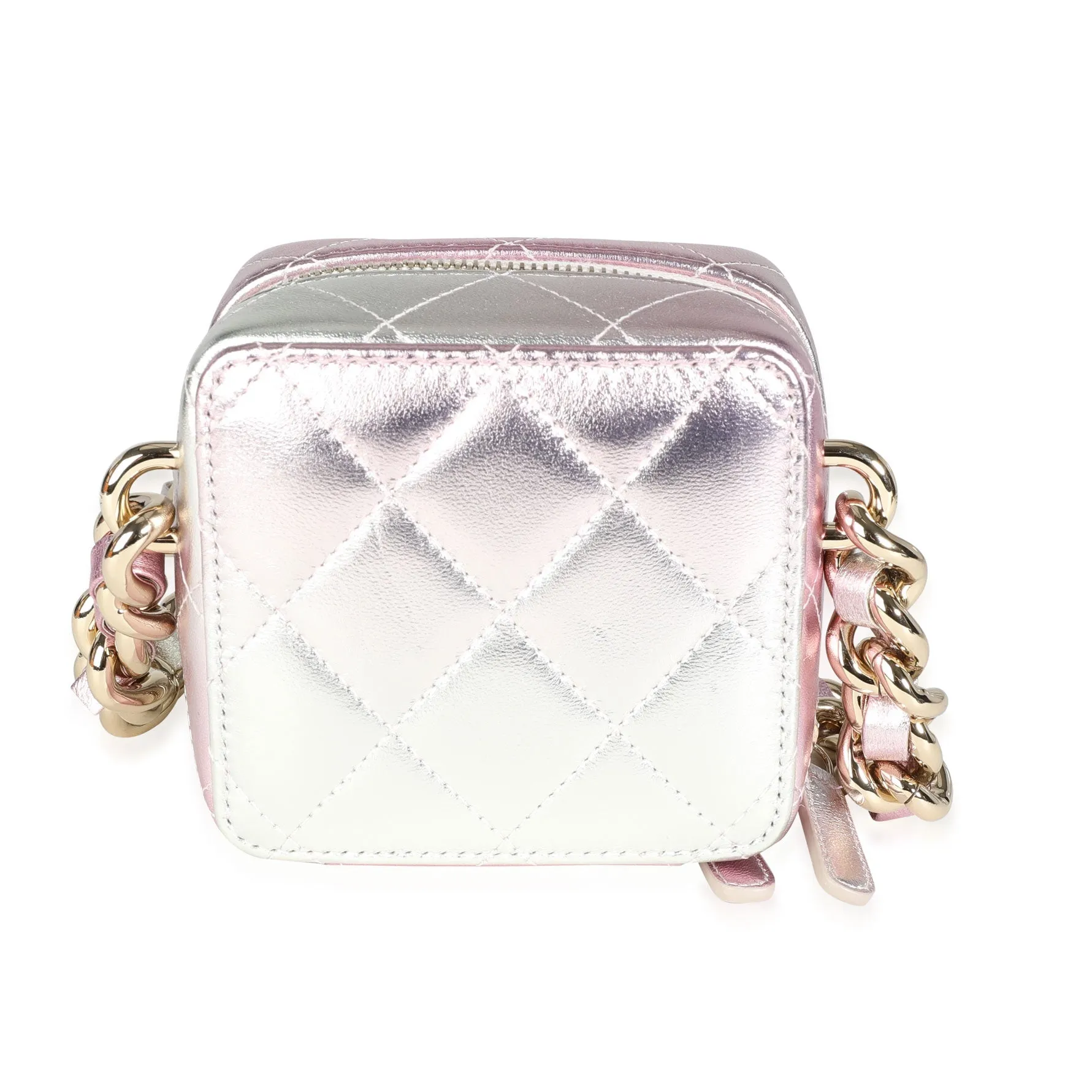 CHANEL Iridescent Quilted Lambskin Like a Wallet Cube Chain Bag