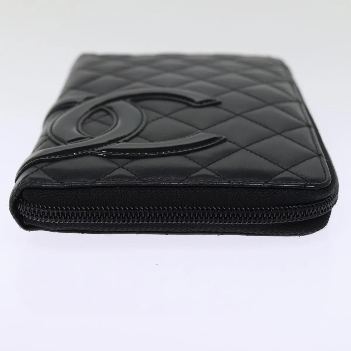 CHANEL Long Wallet Leather Black CC Auth mr152