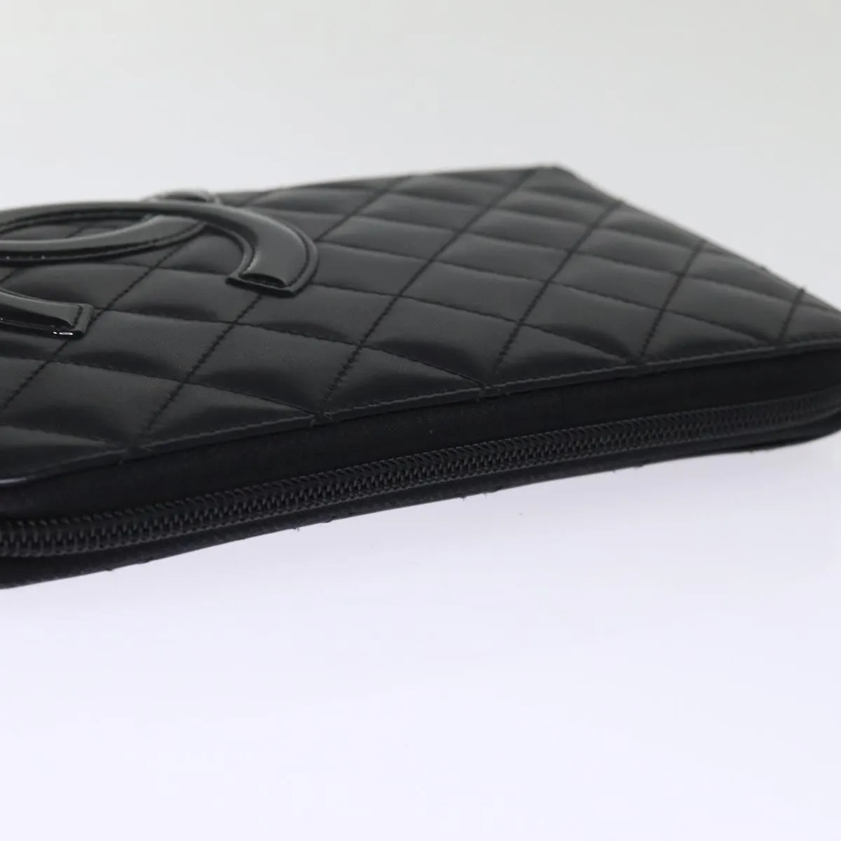 CHANEL Long Wallet Leather Black CC Auth mr152