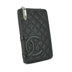 Chanel Quilted Cambon Long Zipped Wallet Black Calfskin Silver Hardware 2013