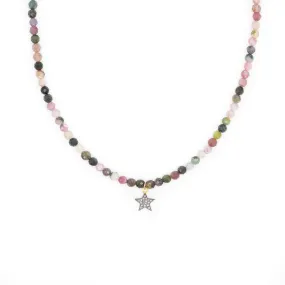 Diamond Star & Tourmaline Bead Necklace