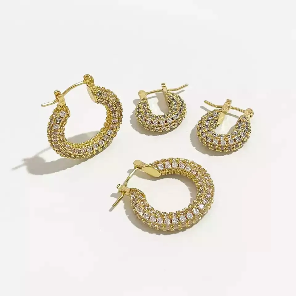 Ella Crystal Studded Hoop Earrings