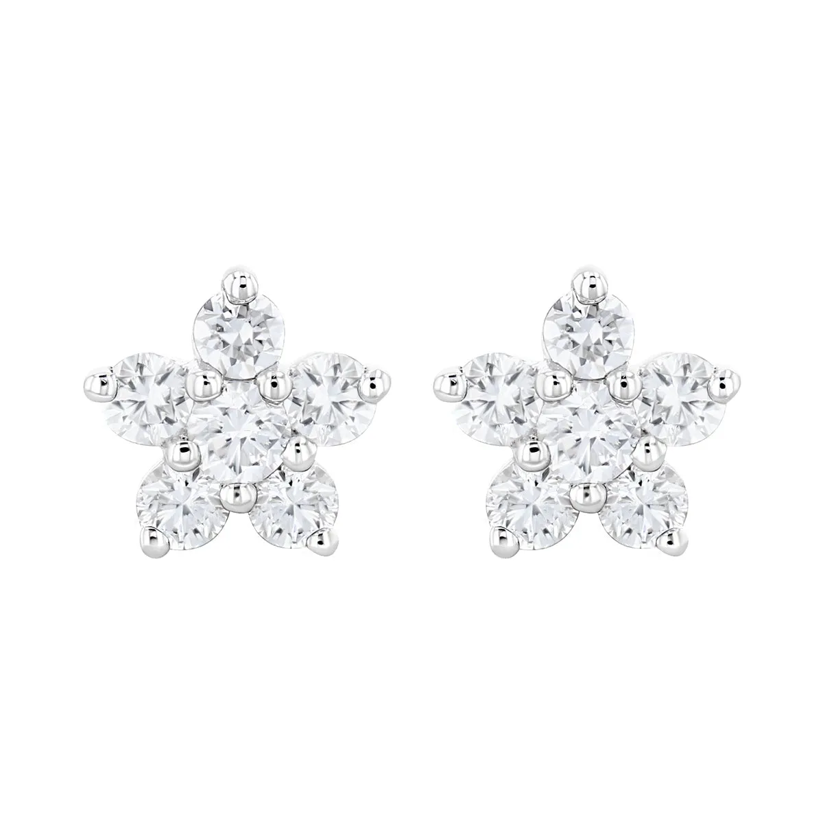 Everyday Diamonds Collection Snowflake Cluster Diamond Earrings | 18K White Gold