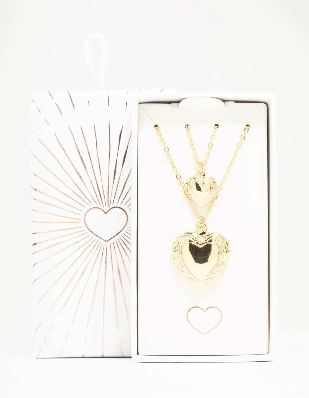 Gold Filigree Locket Necklaces 2-Pack