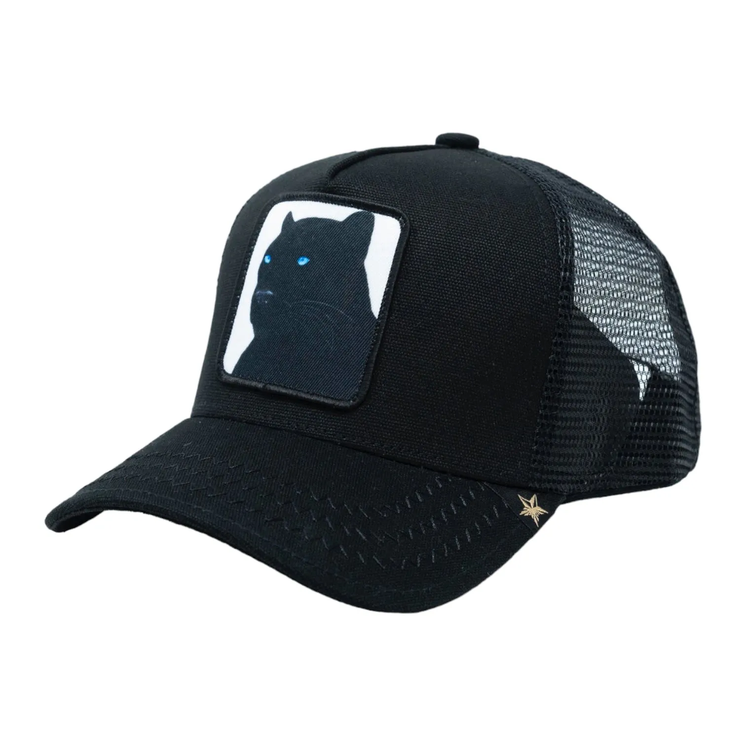 GOLD STAR HATS: Black Panther Trucker Hat GS238