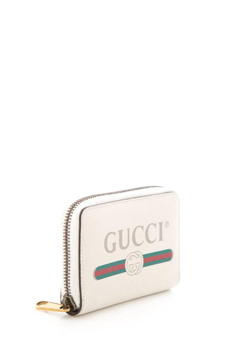 Gucci Cream Logo Printed Wallet