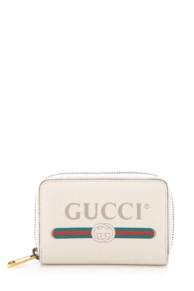 Gucci Cream Logo Printed Wallet