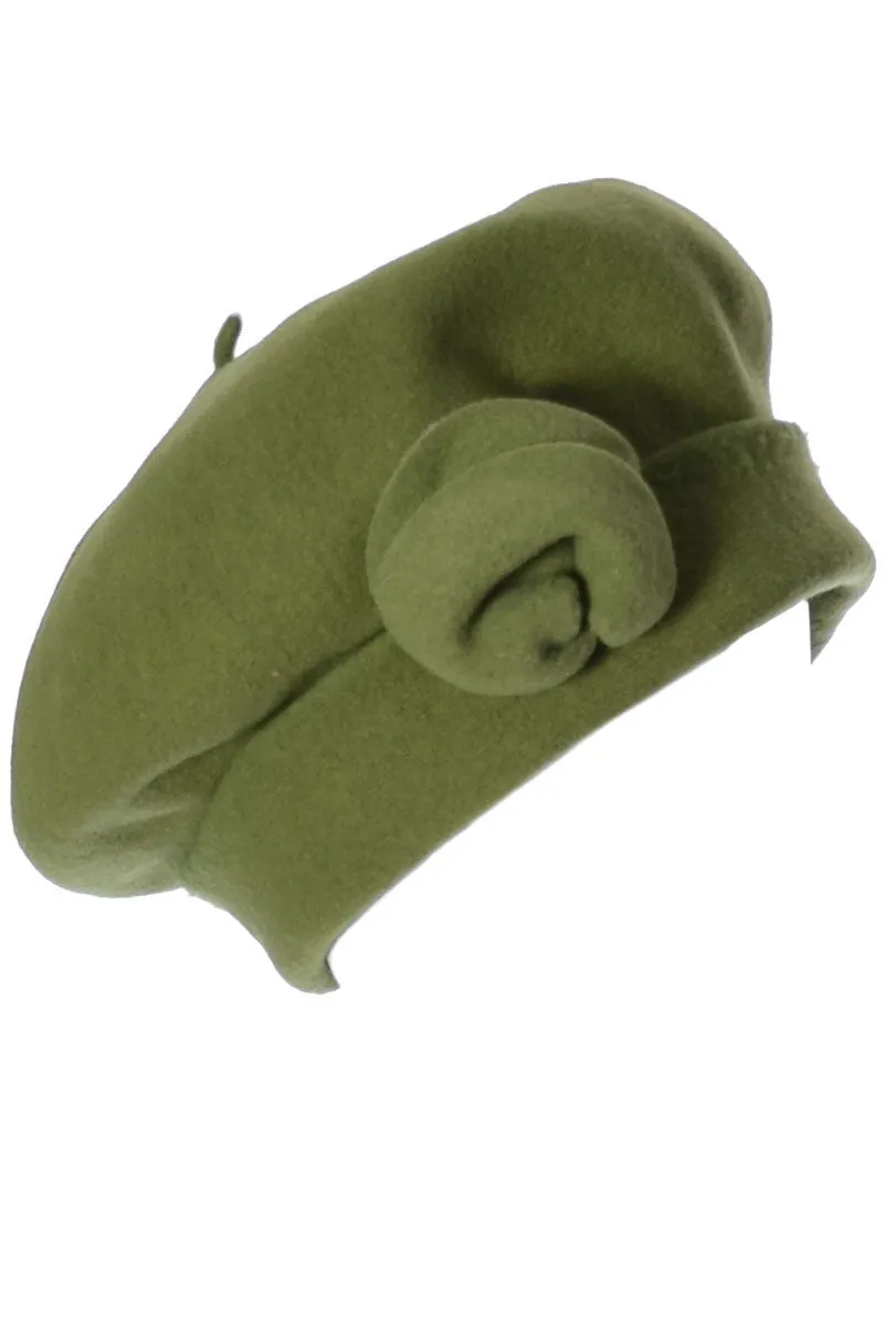 Laulhére France vintage beret green wool hat