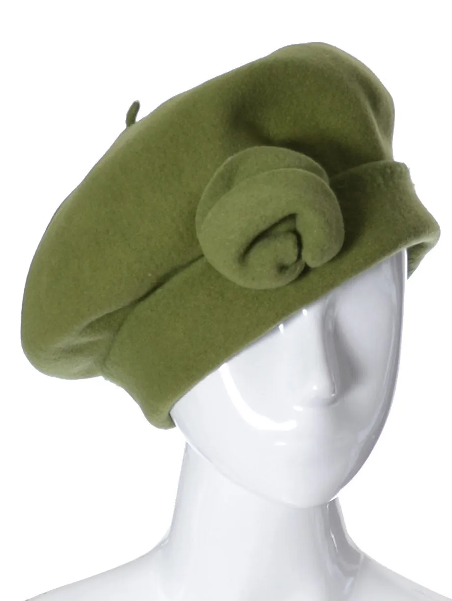 Laulhére France vintage beret green wool hat