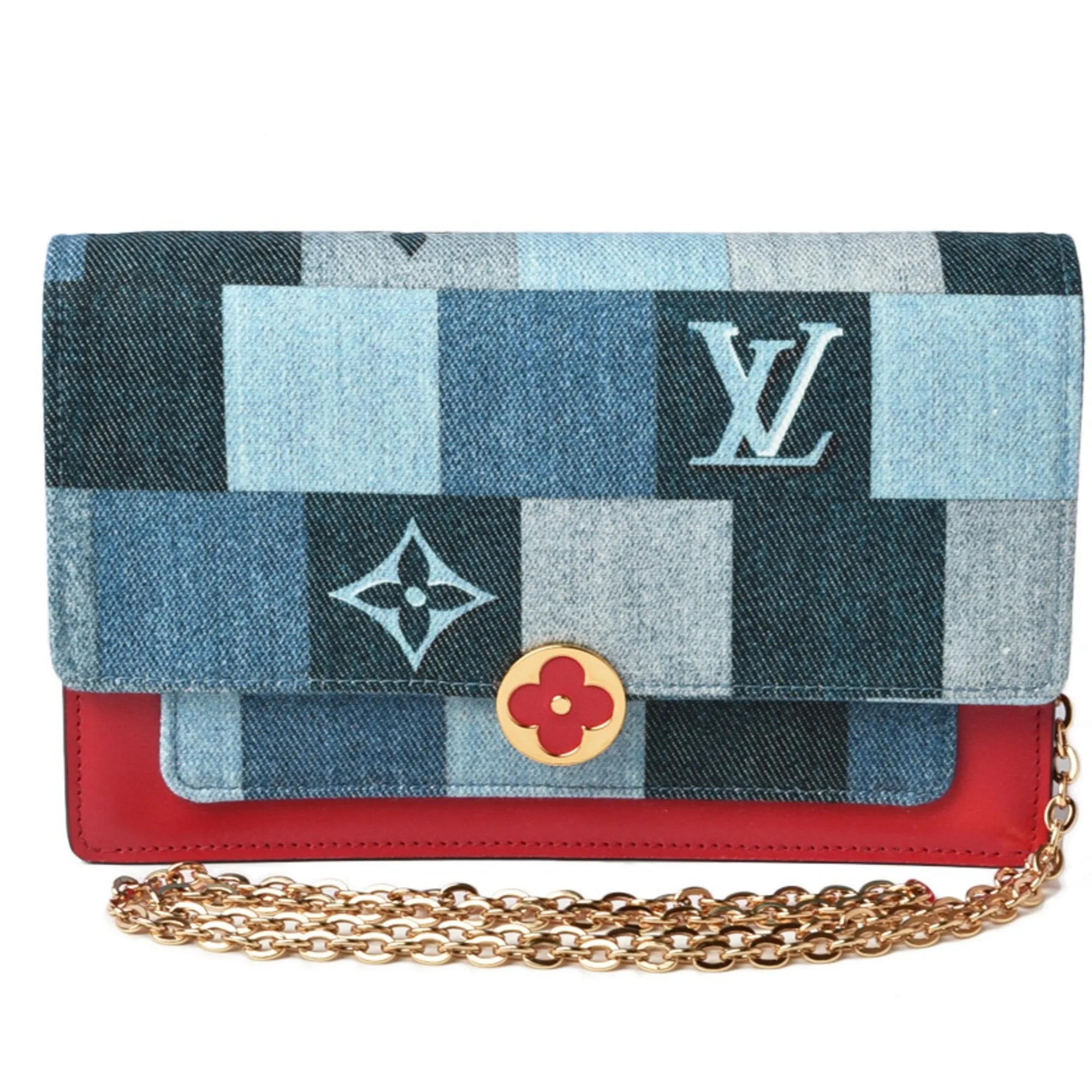 Louis Vuitton Chain Wallet Shoulder Bag LOUIS VUITTON FLORE CHAIN WALLET M69036 Denim Monogram