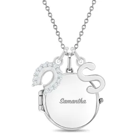 Lucky Horseshoe Kids / Teen Round Pendant/Necklace With Charms - Sterling Silver