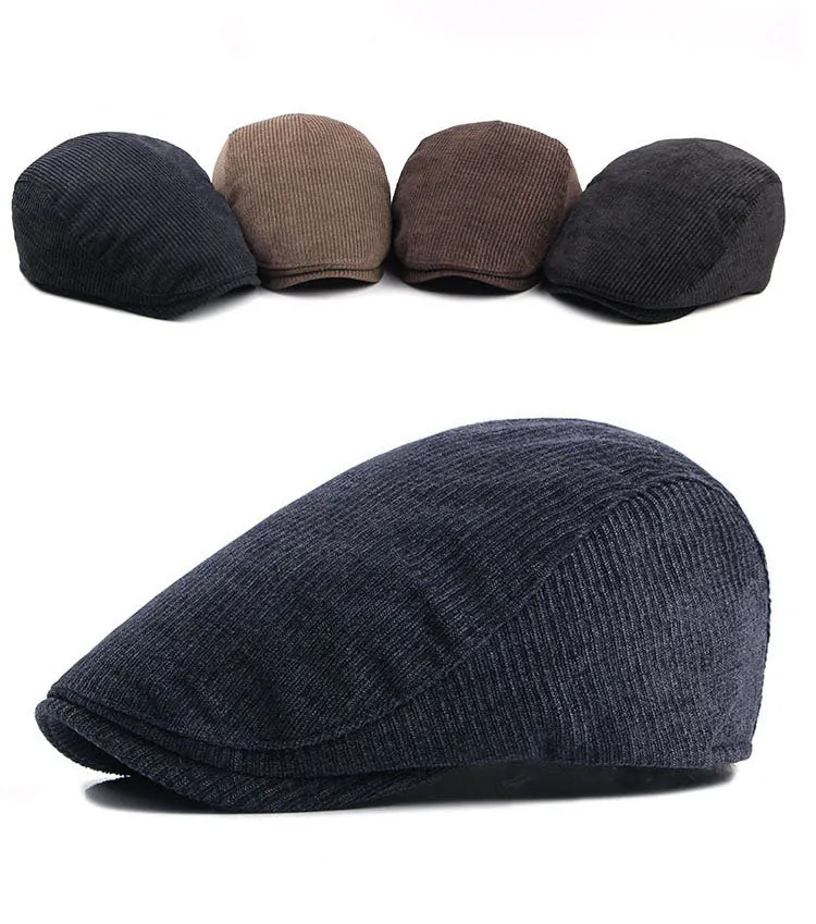 Men' Fashion Winter Beret Hats - Khaki,Black,Dark Blue,Coffee