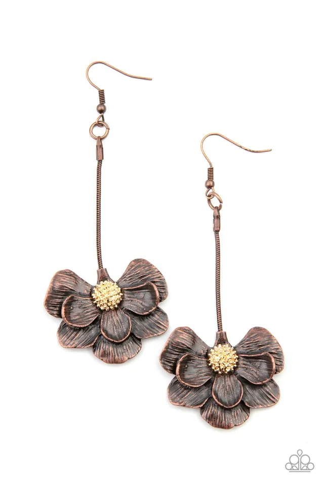 Paparazzi Earring ~ Oh SNAPDRAGONS! - Copper