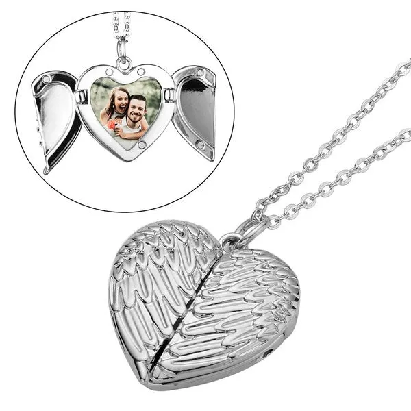 Pure Essence Greetings Personalised Angel Wings Heart Locket Necklace