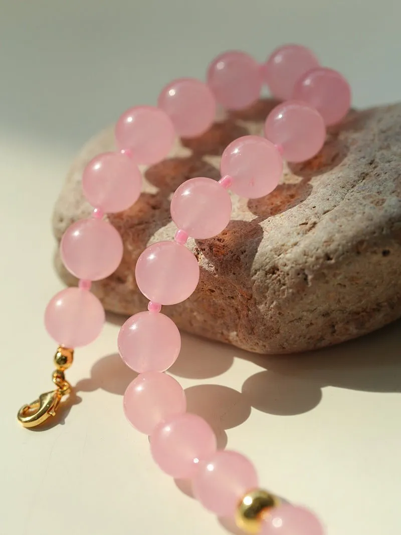 Resort Style Summer Pink Beaded Collarbone Chain