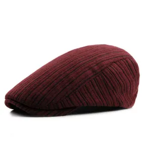 Retro Men's Knitted Beret Hats - Khaki,Wine Red,Black,Dark Blue