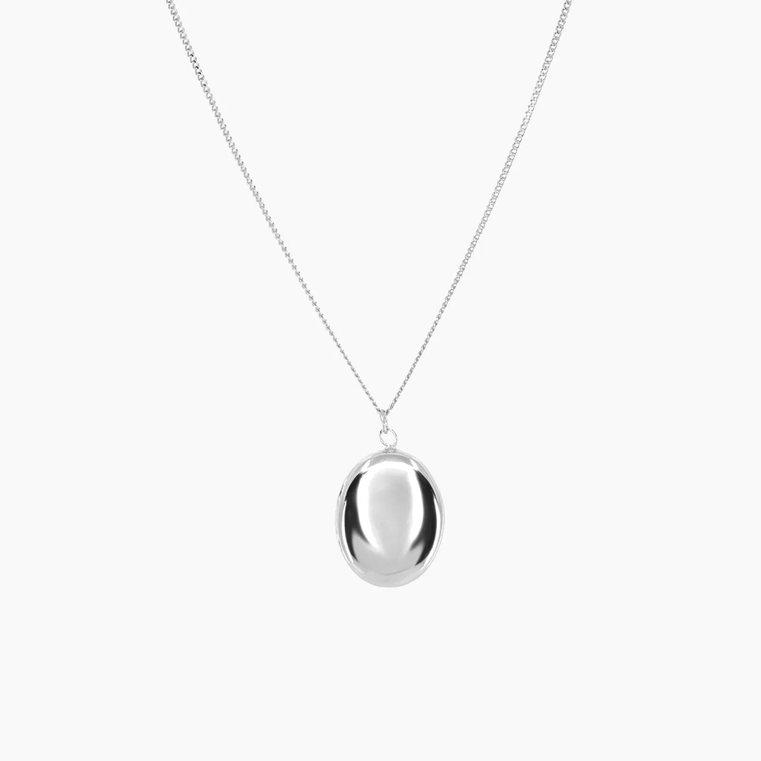 Roma Oval Locket Necklace (Silver)