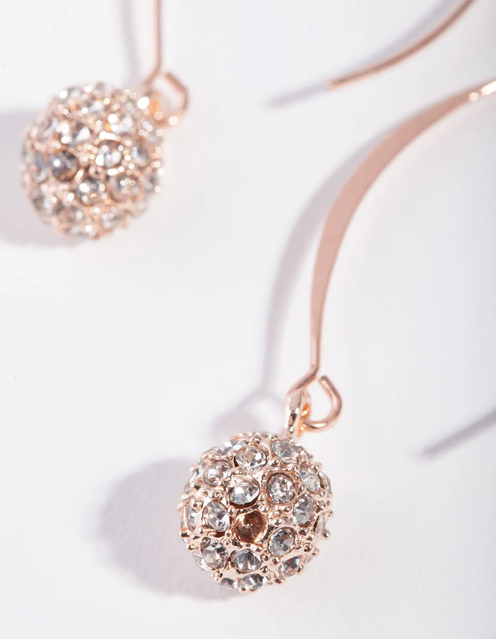 Rose Gold Diamante Ball Thread Through Earrings