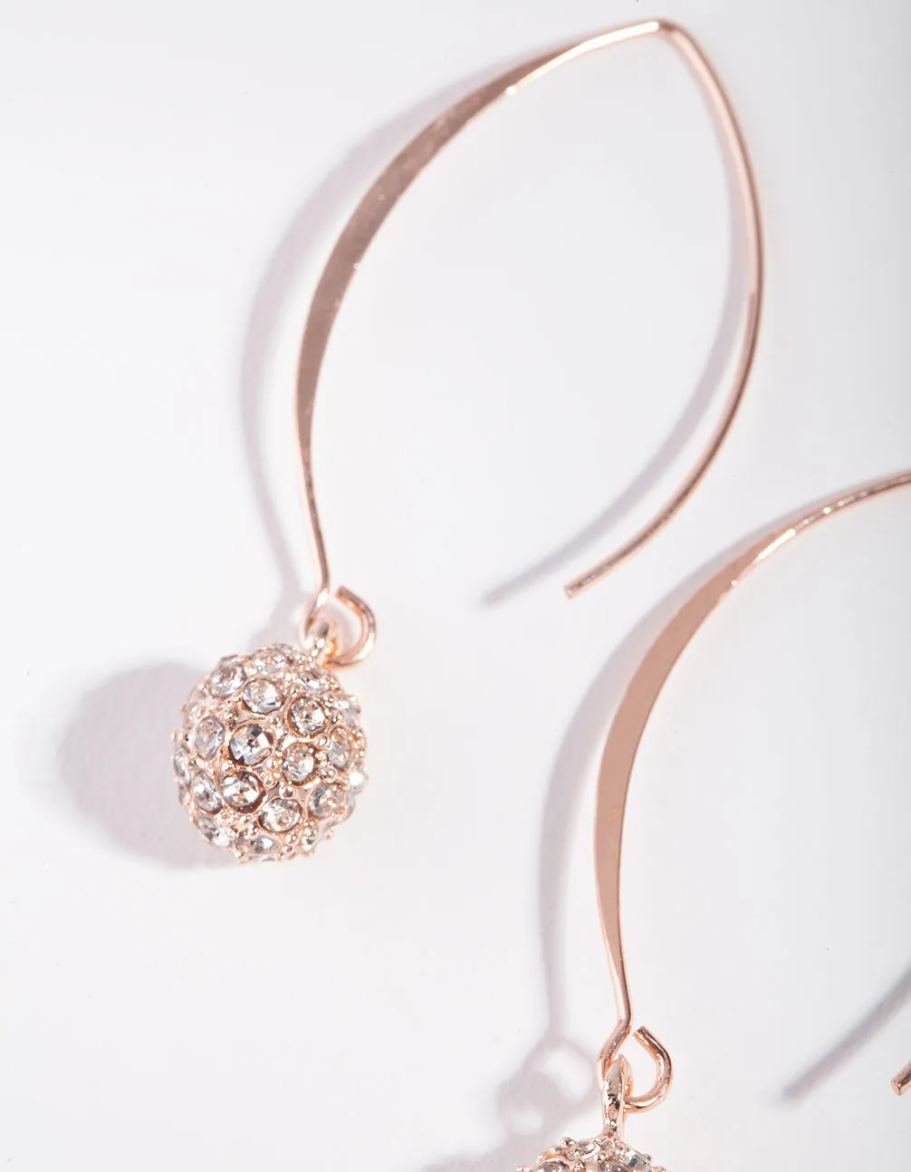 Rose Gold Diamante Ball Thread Through Earrings