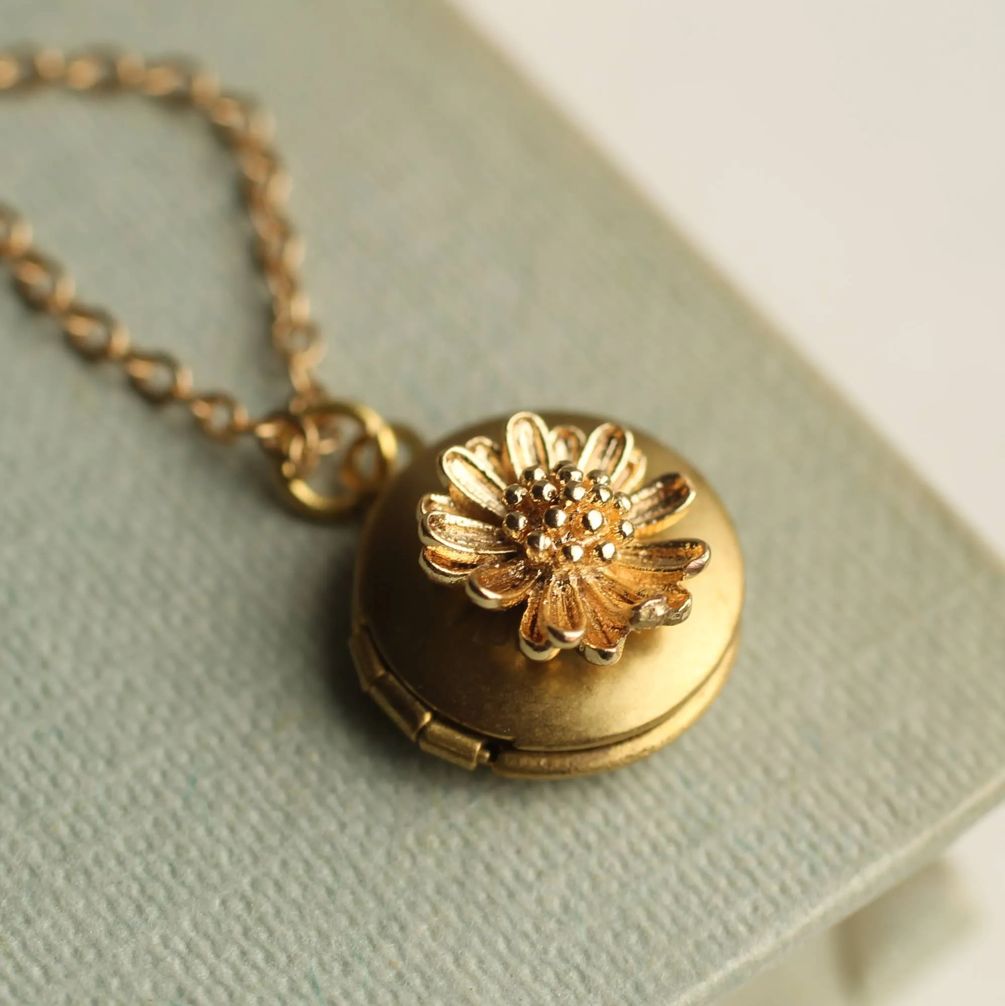 Silk Purse, Sow’s Ear Tiny Gold Daisy Locket