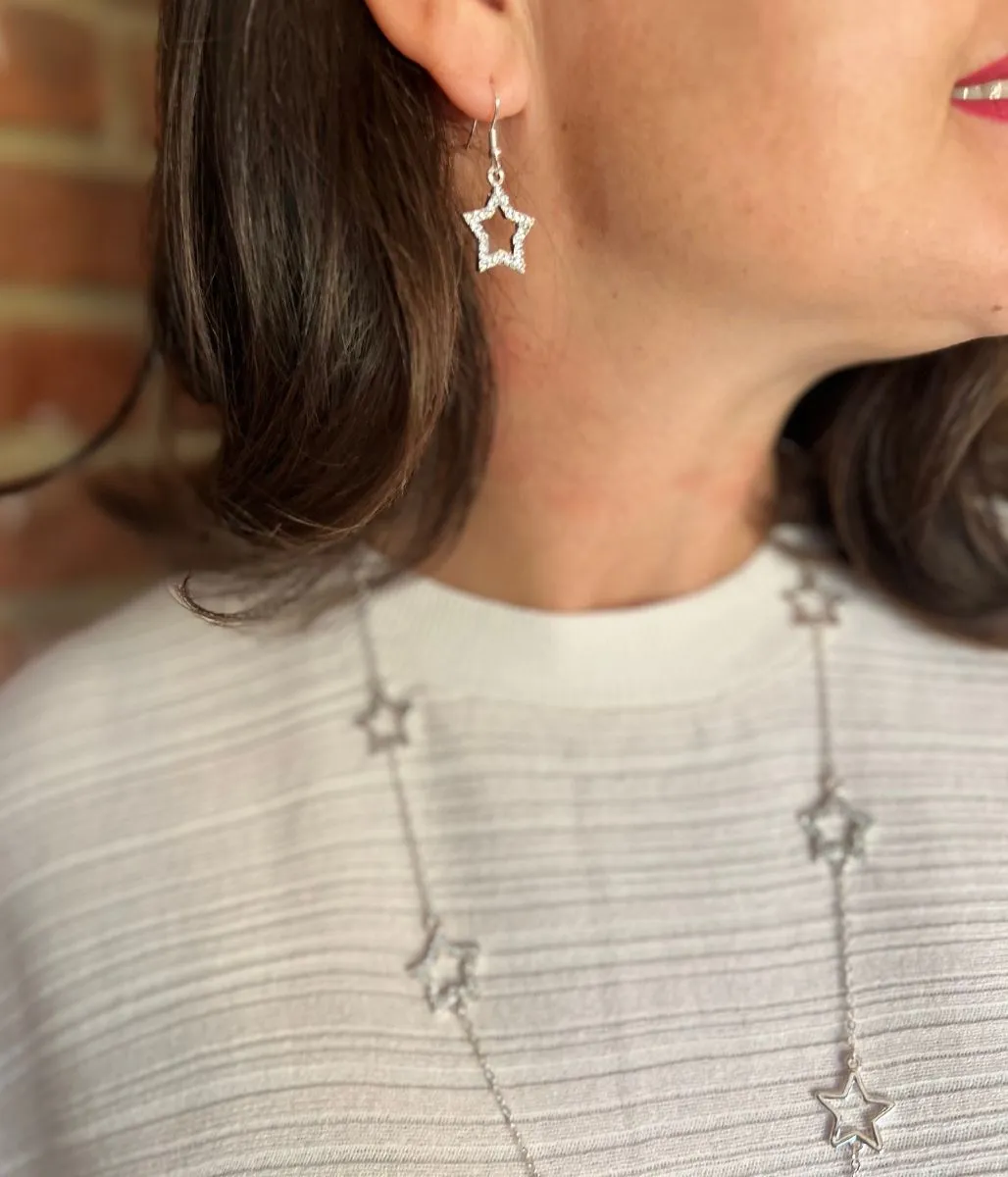 Silver Stars Earring & Necklace Set