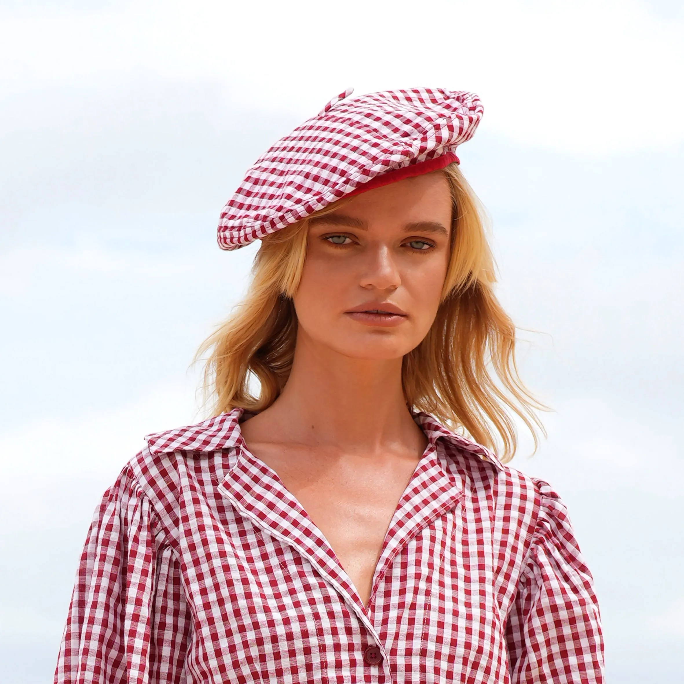 Simone Gingham Beret Hat