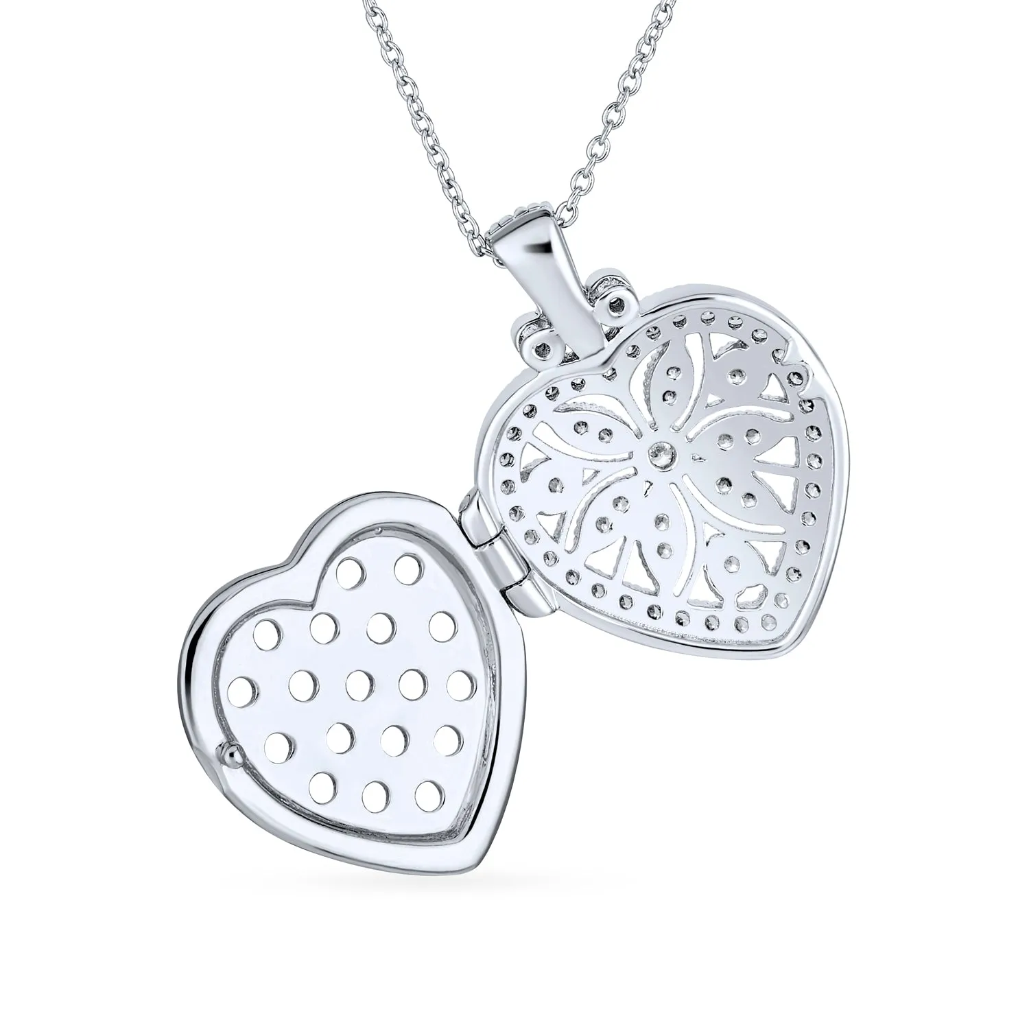 Vintage Filigree Heart Aromatherapy Essential Oil Diffuser Locket Necklace