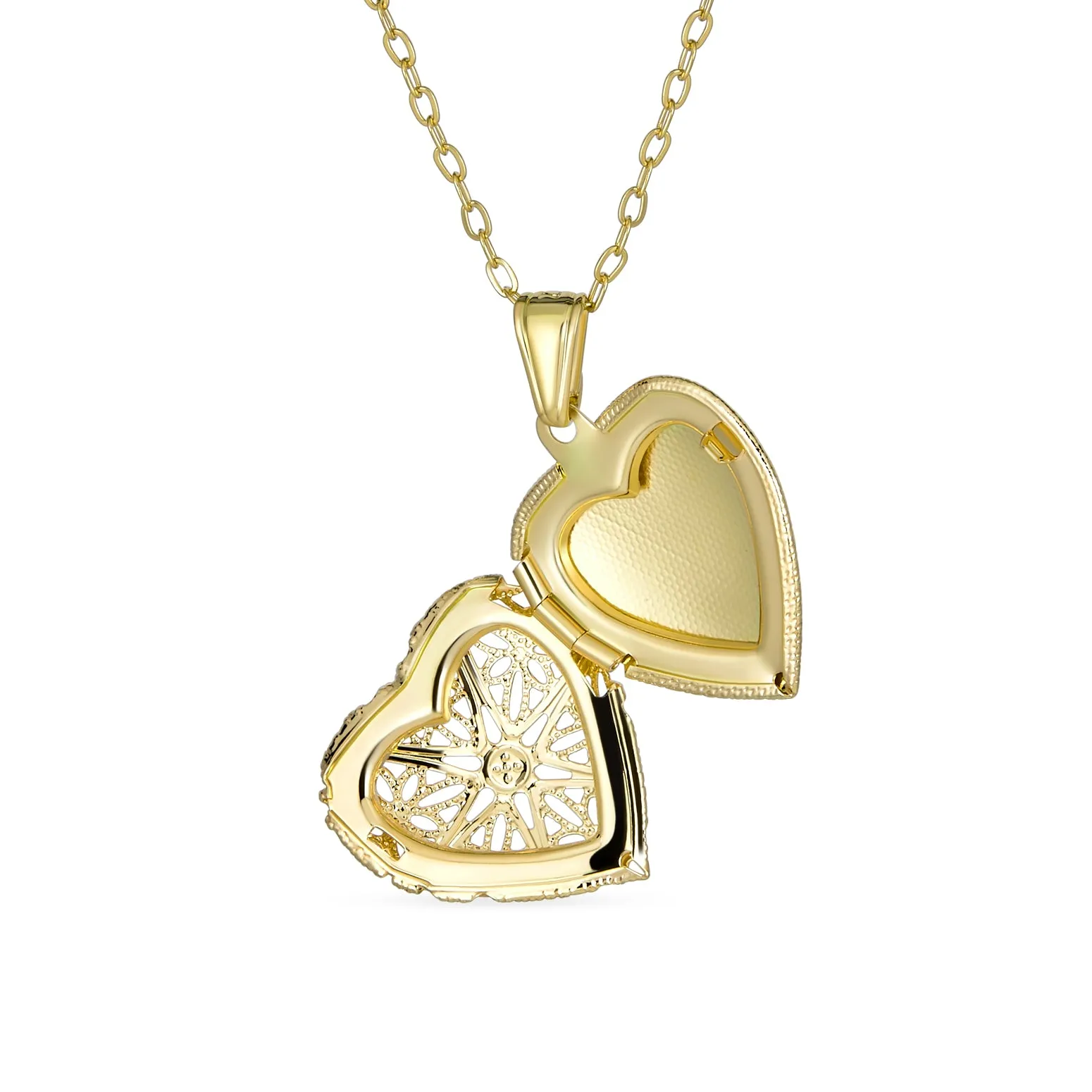 Vintage Filigree Star Heart Aromatherapy Diffuser Locket Necklace 18K Gold Plated