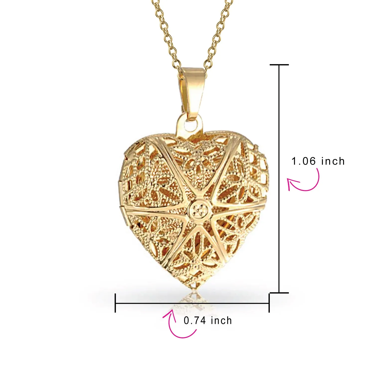 Vintage Filigree Star Heart Aromatherapy Diffuser Locket Necklace 18K Gold Plated