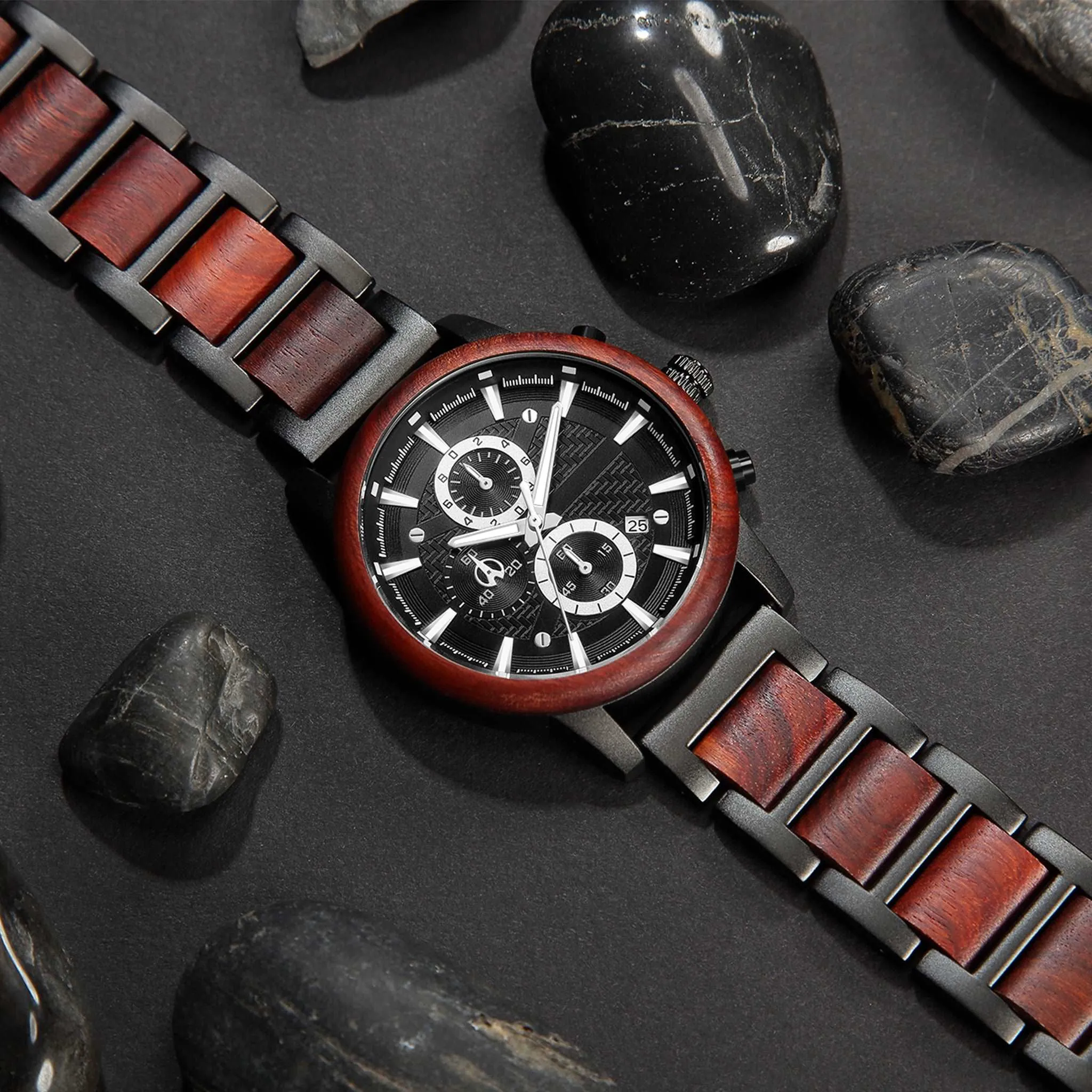 Washington - Black & Red Sandalwood Chronograph