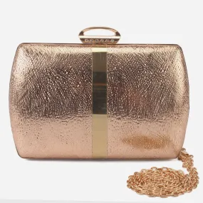 Women "DEBBY" Synthetic Golden Buckle With Shoulder Chain Clutch