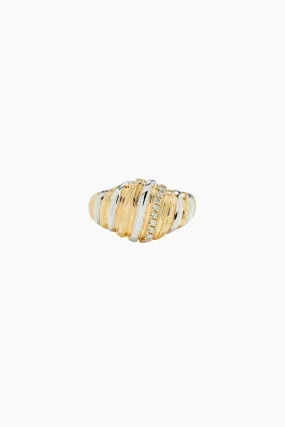 Yvonne Léon Chevalière Gaufrette Diamond Ring - Yellow/ White Gold