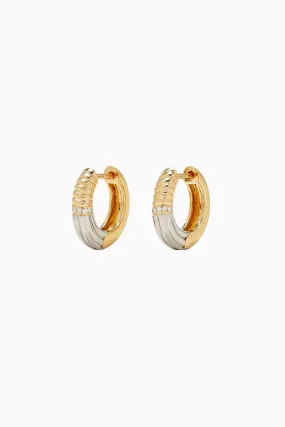 Yvonne Léon Mini Berlingot Wave Hoop Earrings - Yellow/ White Gold